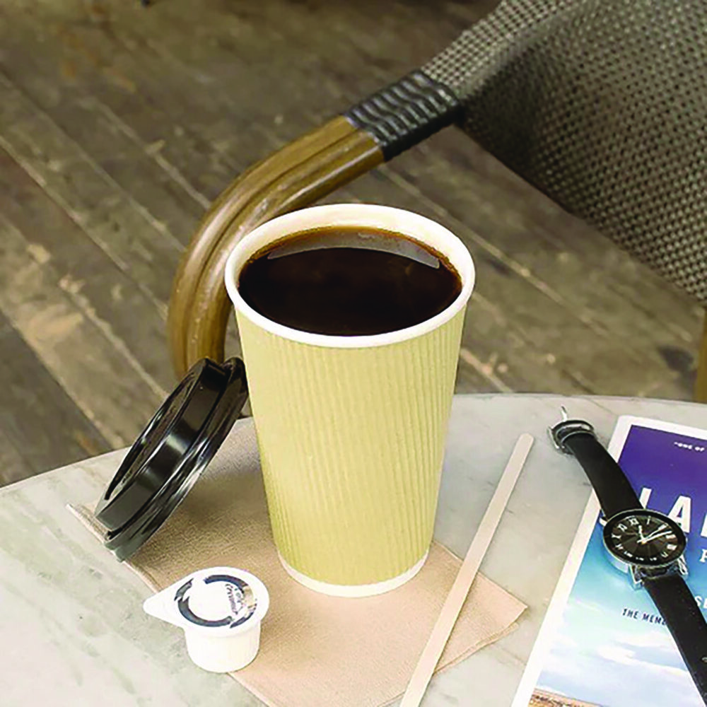 Ripple Hot Cups, 16 oz, Kraft/White, 500/Carton - Image 4