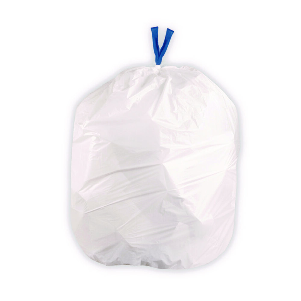 Drawstring Trash Bags, 13 gal, 0.8 mil, 24" x 28", White, 40 Bags/Roll, 2 Rolls/Box - Image 4