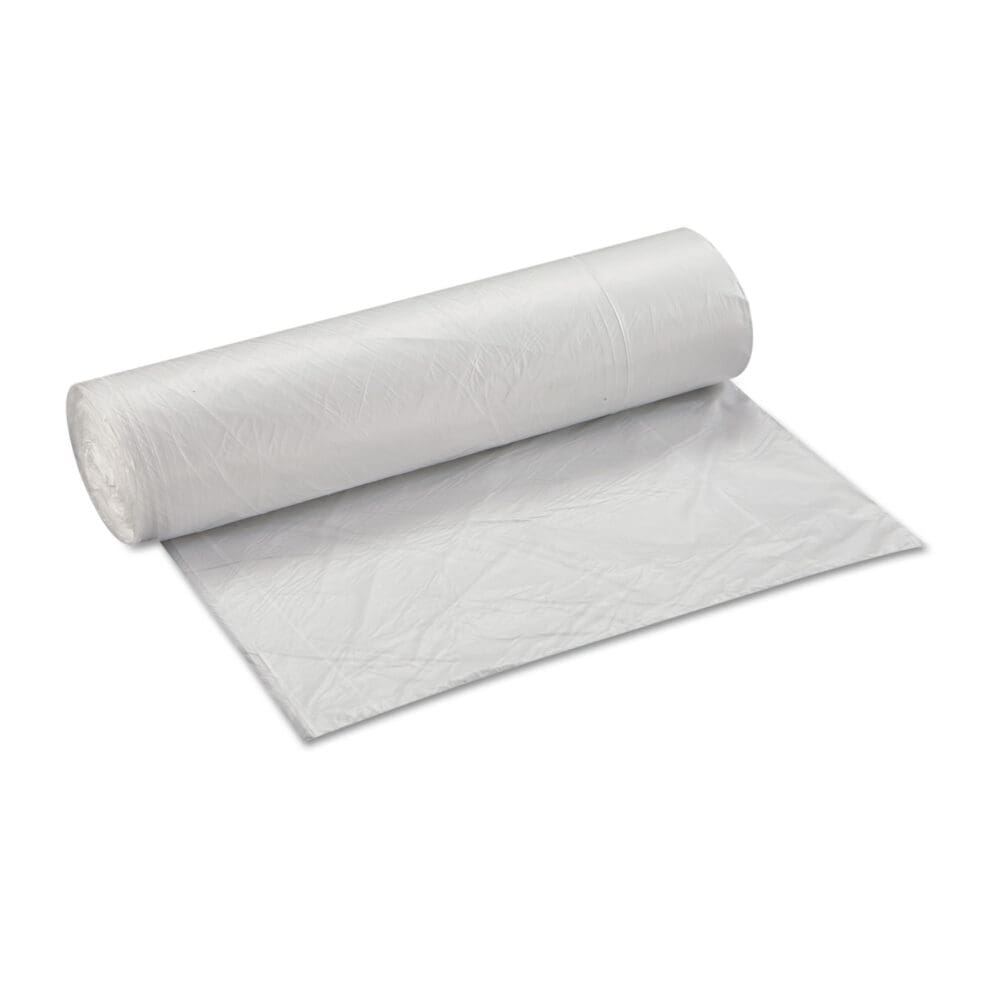 High-Density Commercial Can Liners Value Pack, 45 gal, 12 mic, 40" x 46", Clear, 25 Bags/Roll, 10 Interleaved Rolls/Carton - Image 3
