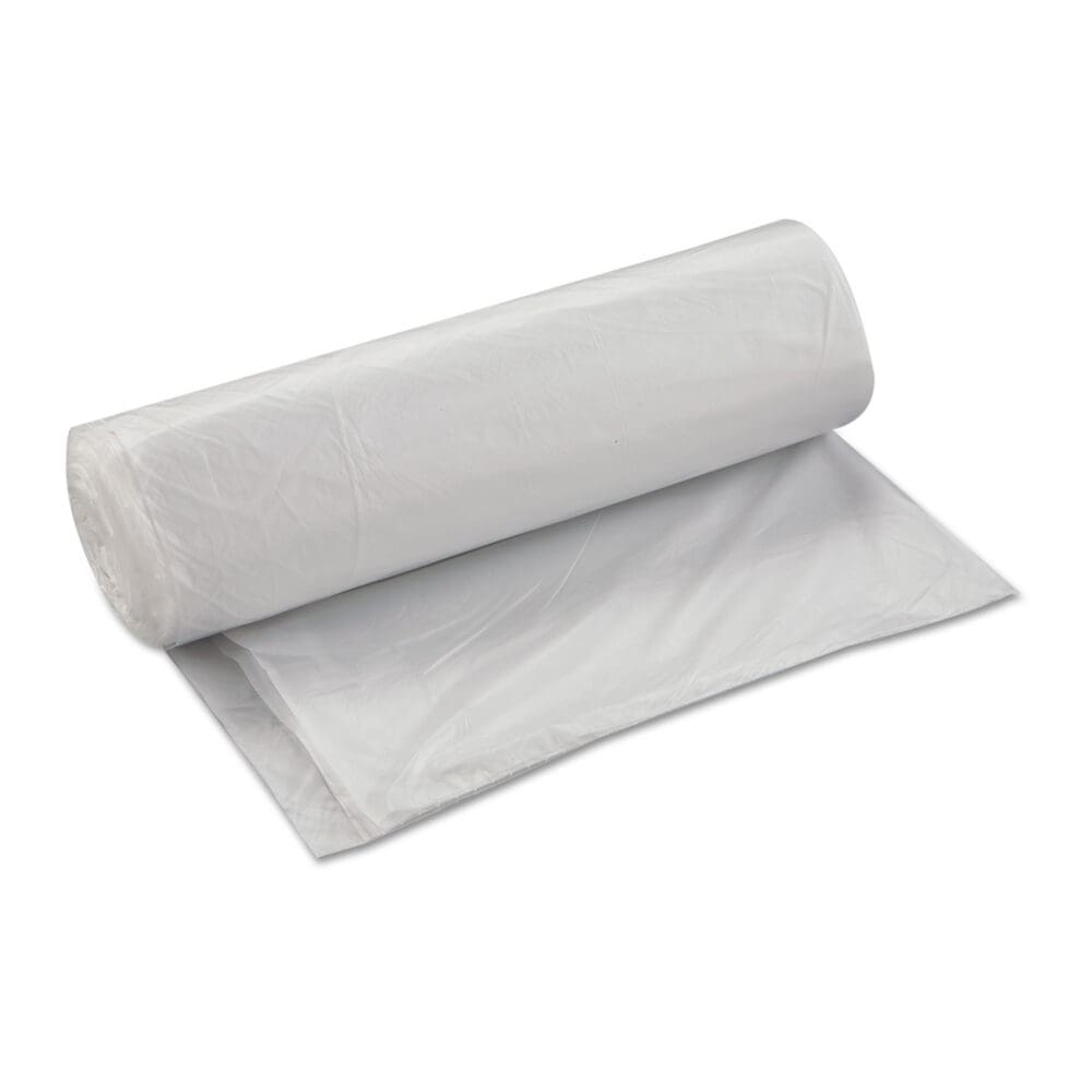 High-Density Commercial Can Liners, 45 gal, 17 mic, 40" x 48", Clear, 25 Bags/Roll, 10 Interleaved Rolls/Carton - Image 2
