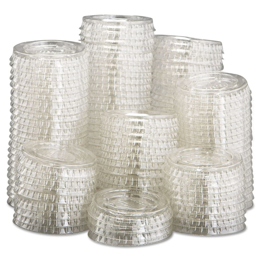 Portion/Souffle Cup Lids, Fits 0.5 oz to 1 oz Cups, PET, Clear, 125 Pack, 20 Packs/Carton - Image 3