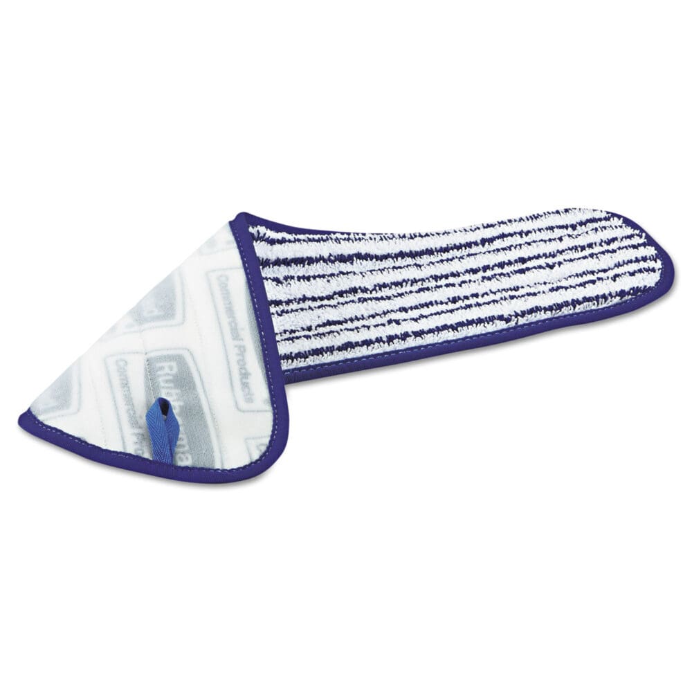 Microfiber Finish Pad, 18 x 5.5, Blue/White, 6/Box - Image 2
