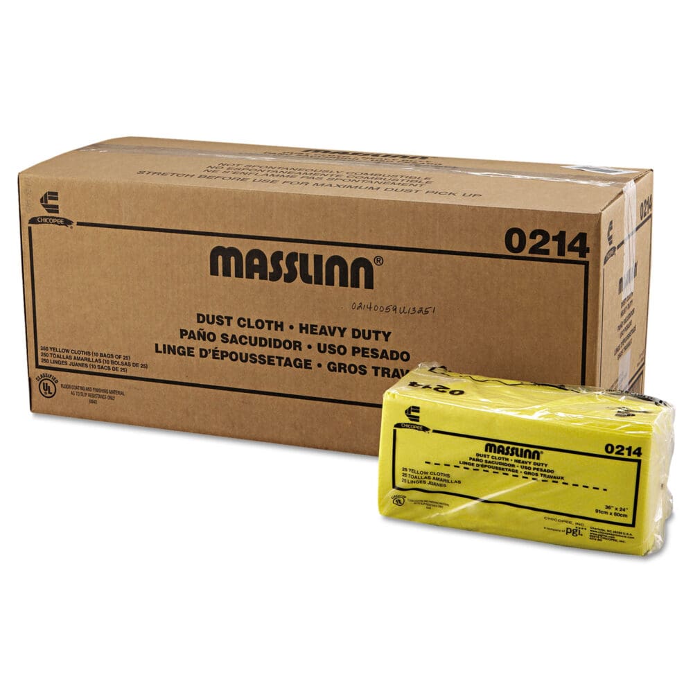 Masslinn Dust Cloths, 1-Ply, 24 x 40, Unscented, Yellow, 25/Bag, 10 Bags/Carton - Image 2