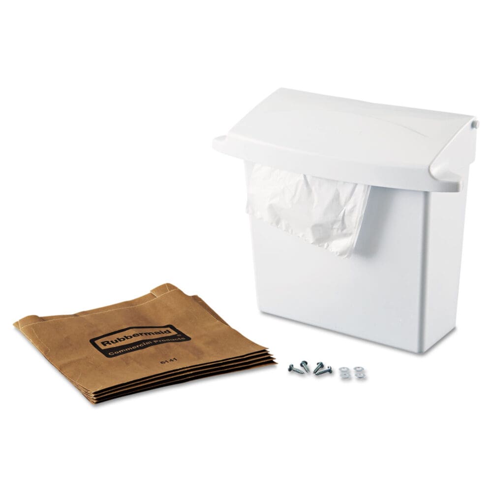 Sanitary Napkin Receptacle with Rigid Liner, Plastic, White - Image 3
