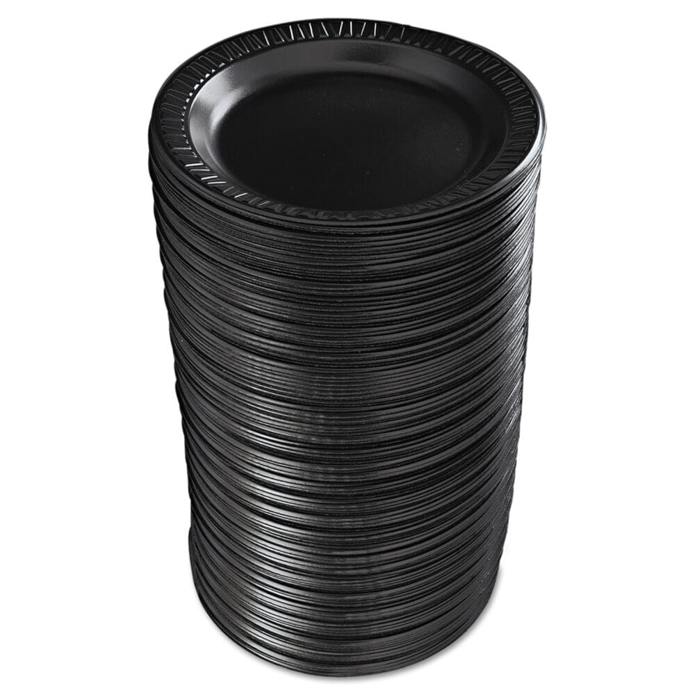 Quiet Classic Laminated Foam Dinnerware, Plate, 9" dia, Black, 125/Pack, 4 Packs/Carton - Image 4