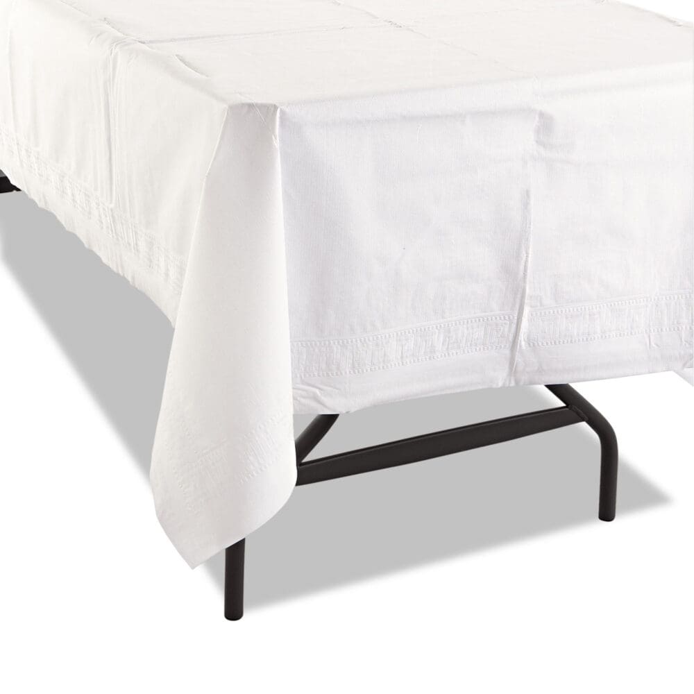 Cellutex Table Covers, Tissue/Polylined, 54" x 108", White, 25/Carton - Image 3