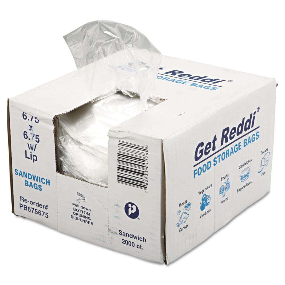 Food Bags, 0.36 mil, 6.75" x 6.75", Clear, 2,000/Carton - Image 2