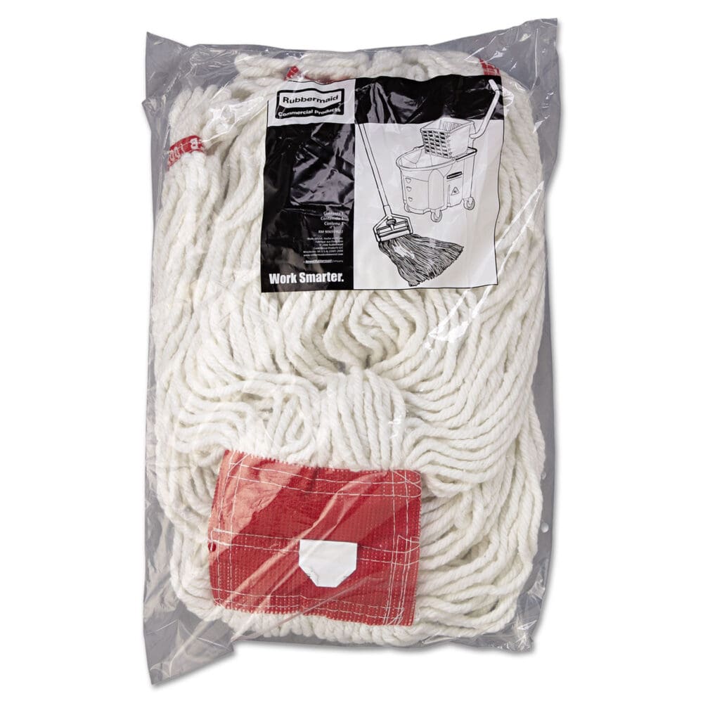 Web Foot Wet Mop Head, Shrinkless, Cotton/Synthetic, White, Large, 6/Carton - Image 2