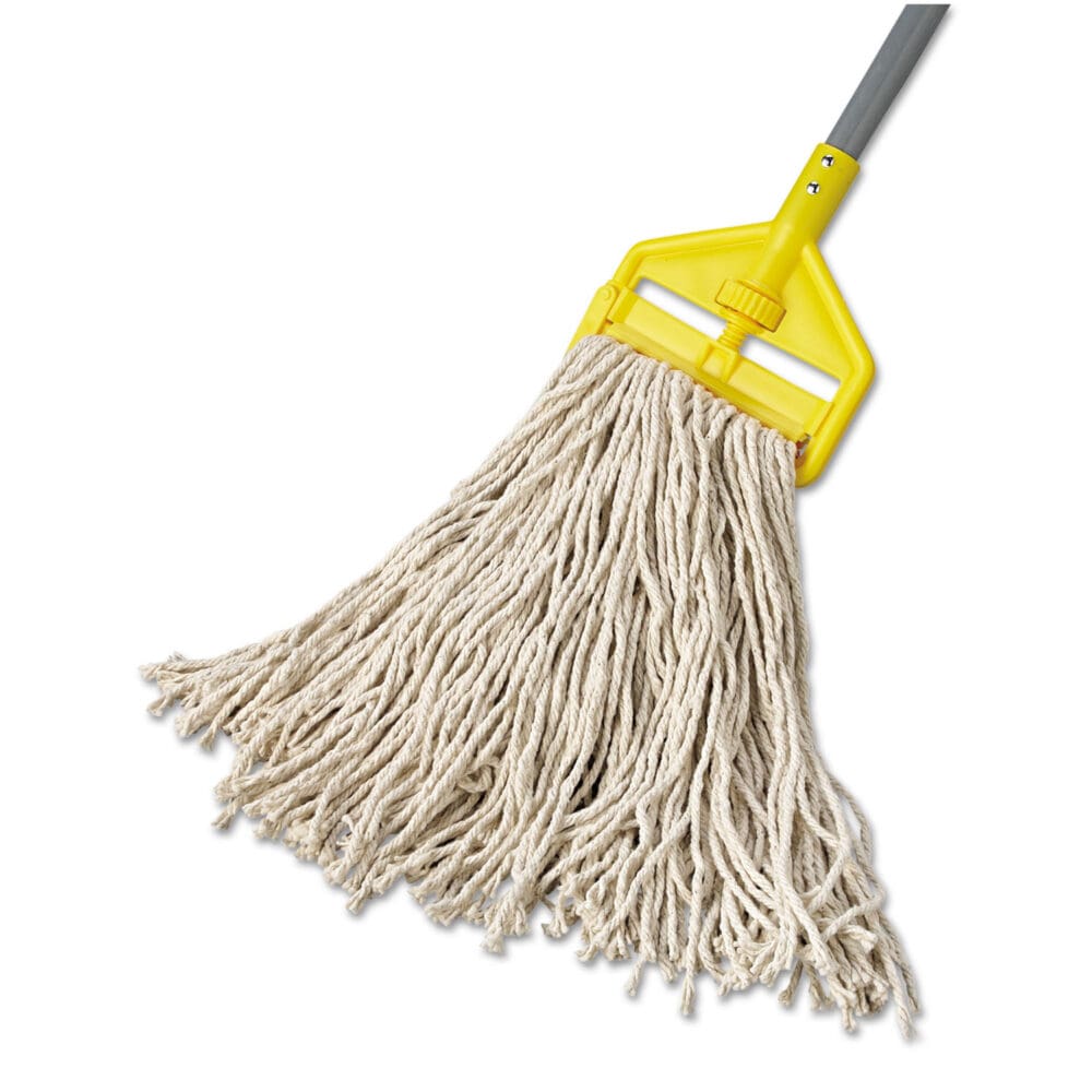 Premium Cut-End Cotton Wet Mop Head, 16oz, White, 1" Orange Band, 12/Carton - Image 2