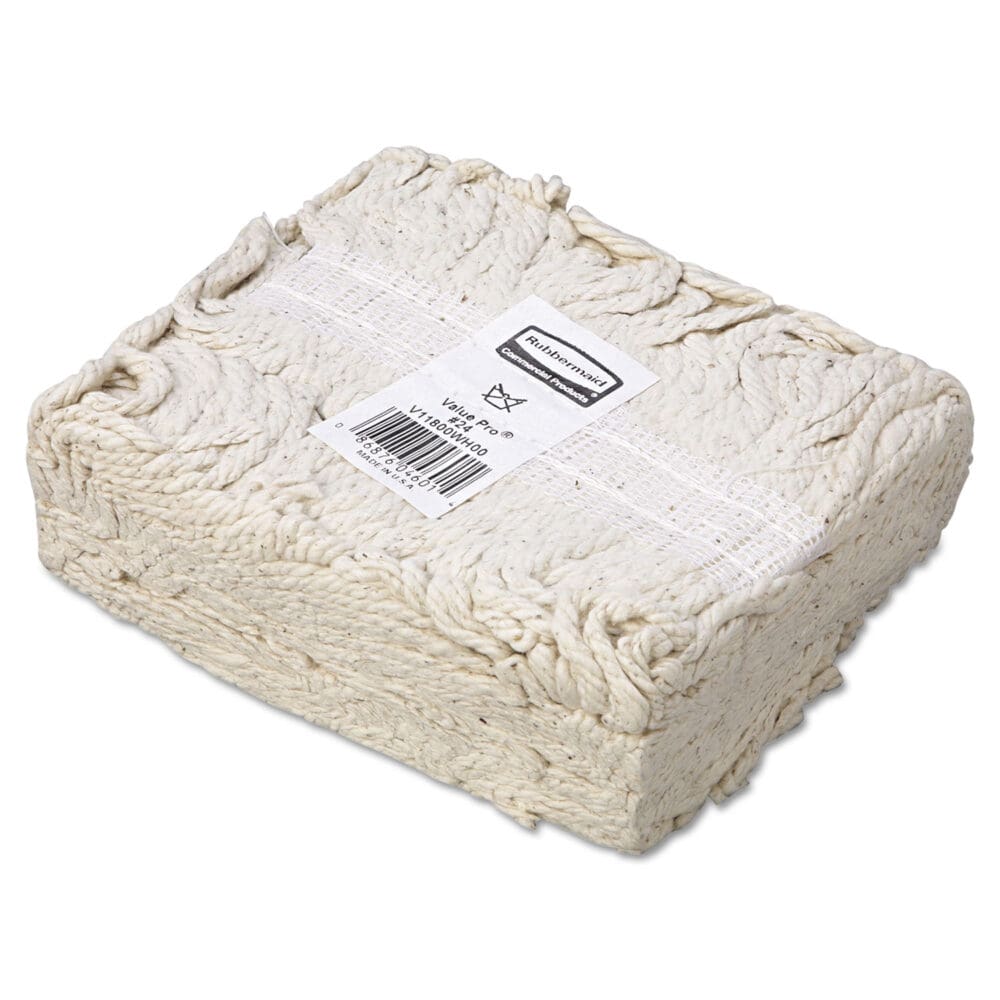 Economy Cut-End Cotton Wet Mop Head, 24oz, 1" Band, White, 12/Carton - Image 3
