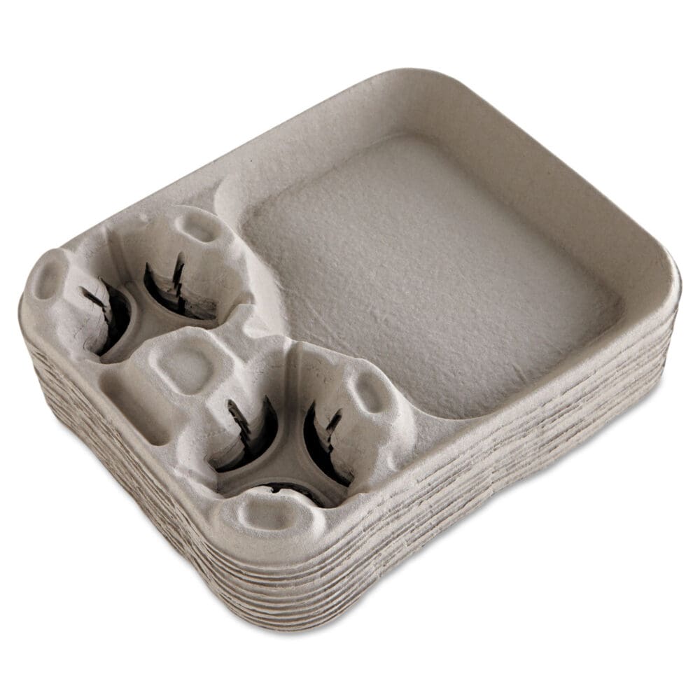 StrongHolder Molded Fiber Cup/Food Trays, 8 oz to 44 oz, 2 Cups, Beige, 100/Carton - Image 3