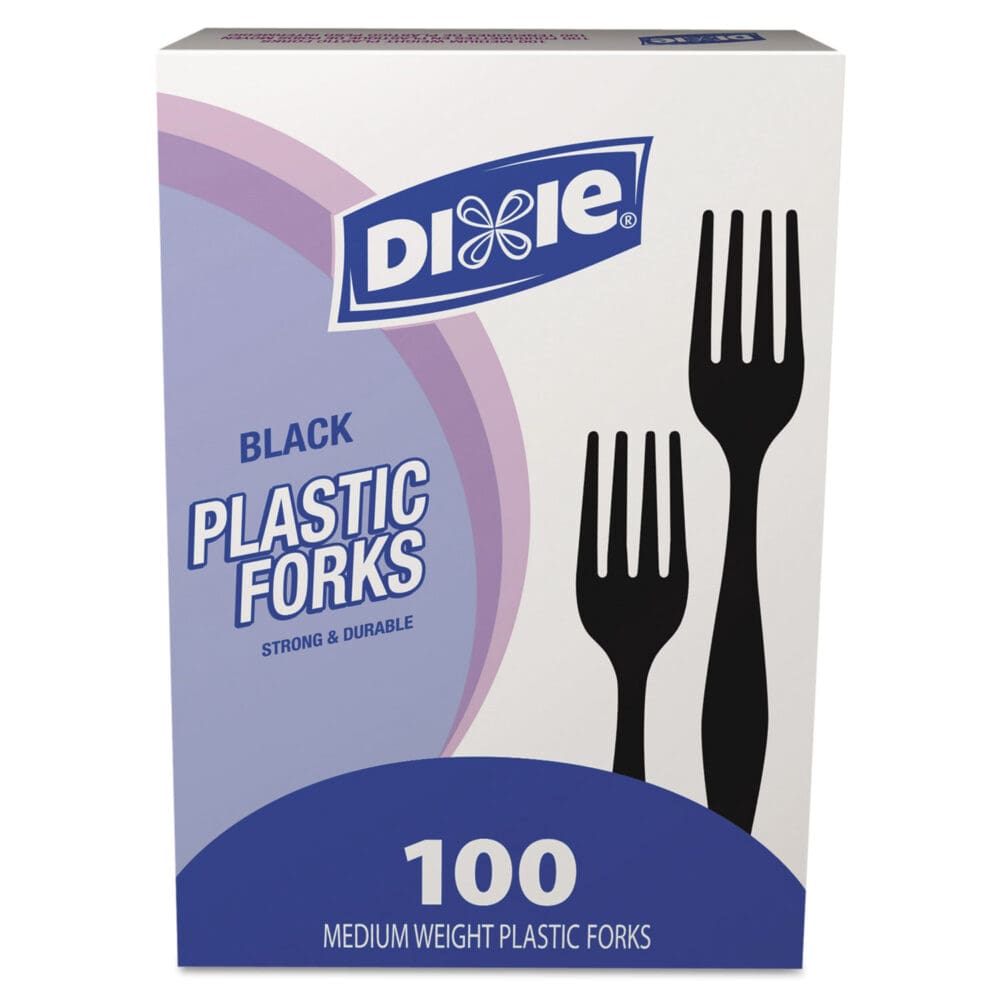 Plastic Cutlery, Heavy Mediumweight Forks, Black, 1,000/Carton - Image 2