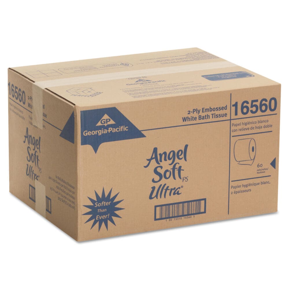 Angel Soft ps Ultra 2-Ply Premium Bathroom Tissue, Septic Safe, White, 400 Sheets/Roll, 60/Carton - Image 4