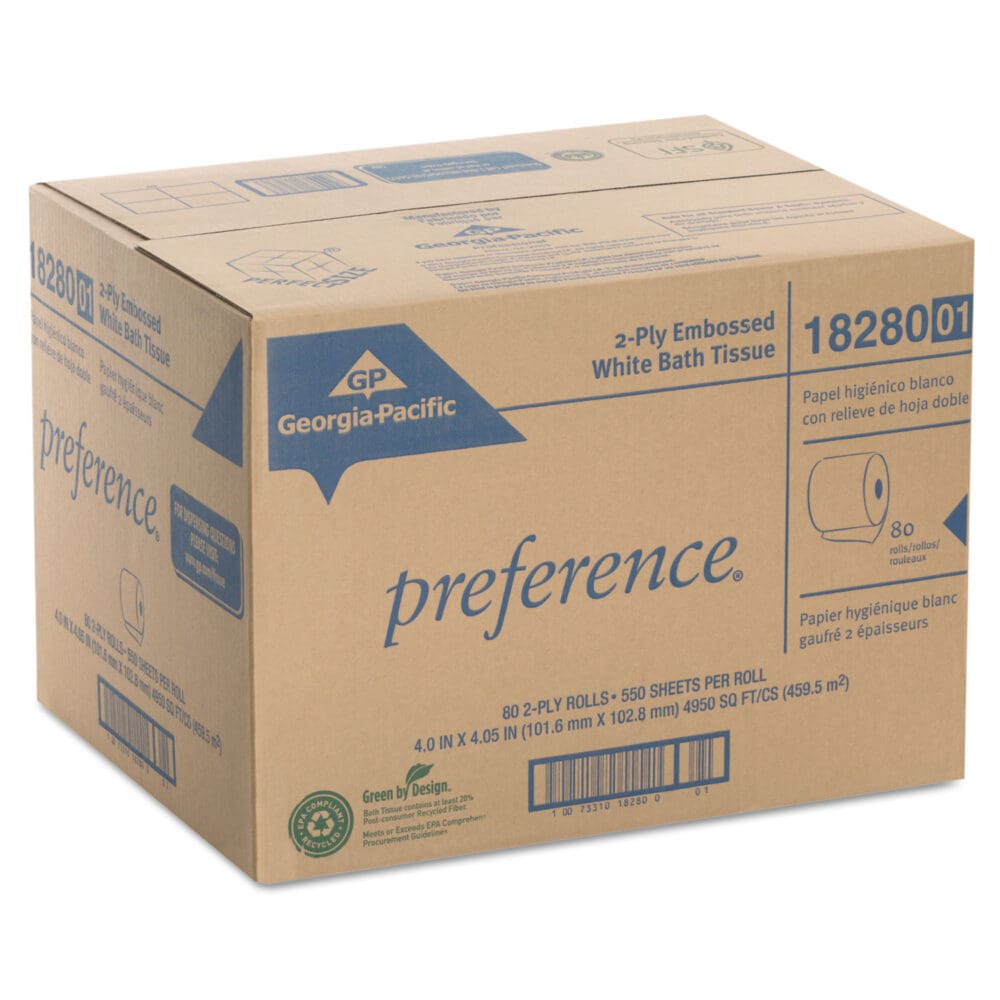 Pacific Blue Select Bathroom Tissue, Septic Safe, 2-Ply, White, 550 Sheets/Roll, 80 Rolls/Carton - Image 5
