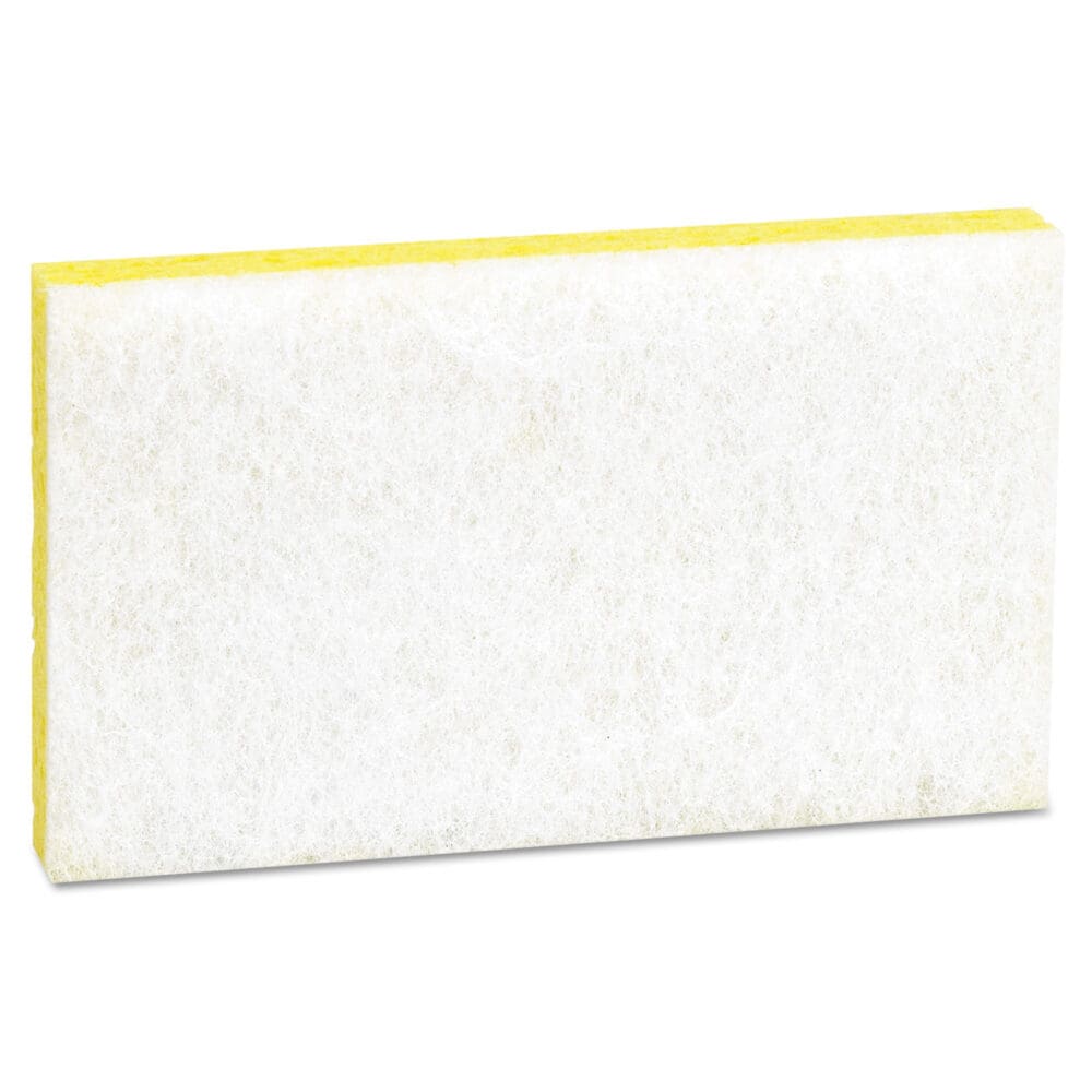 Light-Duty Scrubbing Sponge, #63, 3.6 x 6.1, 0.7" Thick, Yellow/White, 20/Carton - Image 4