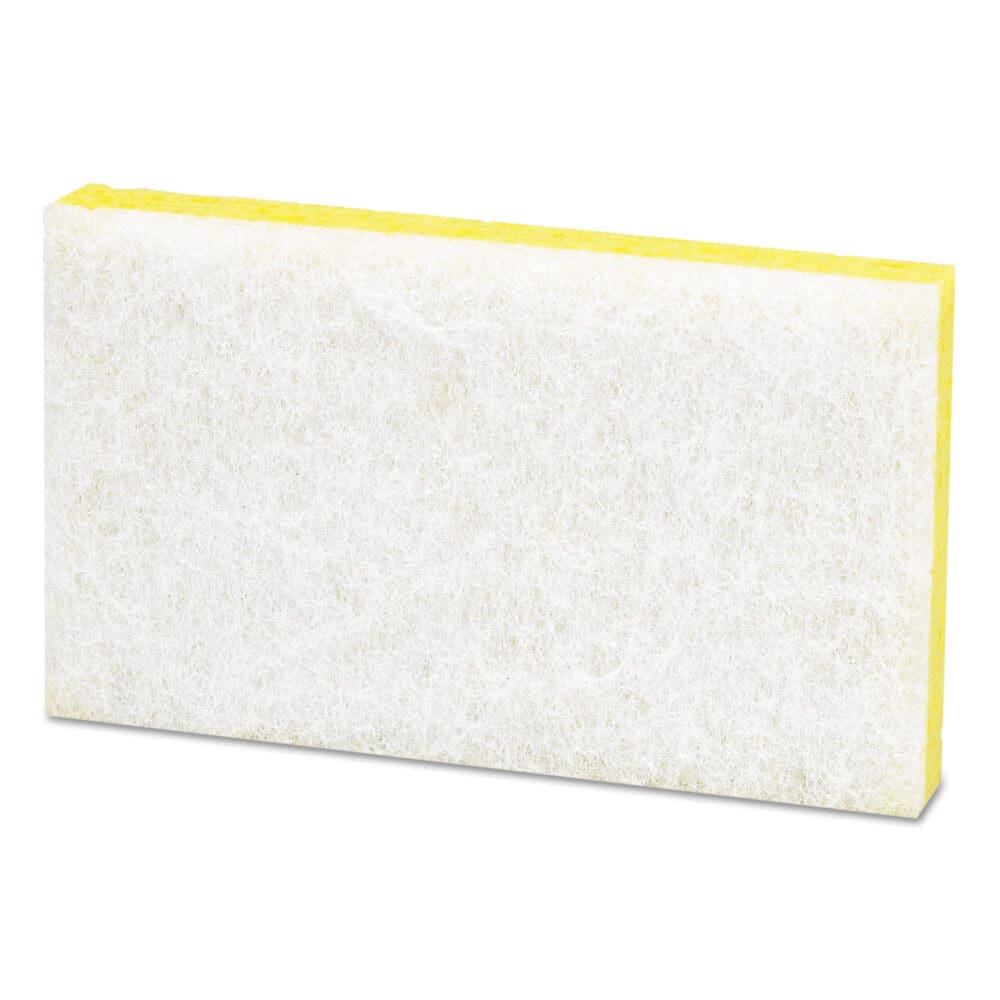 Light-Duty Scrubbing Sponge, #63, 3.6 x 6.1, 0.7" Thick, Yellow/White, 20/Carton - Image 2