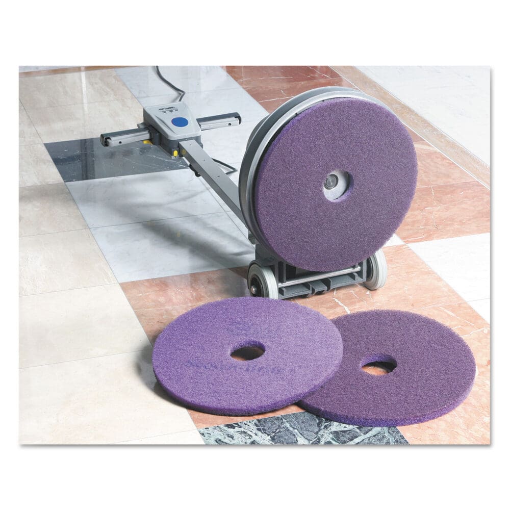 Diamond Floor Pads, 20" Diameter, Purple, 5/Carton - Image 2