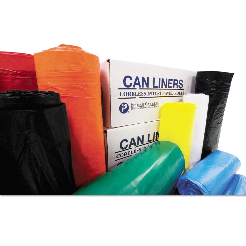 High-Density Commercial Can Liners, 60 gal, 16 mic, 38" x 60", Clear, 25 Bags/Roll, 8 Interleaved Rolls/Carton - Image 4