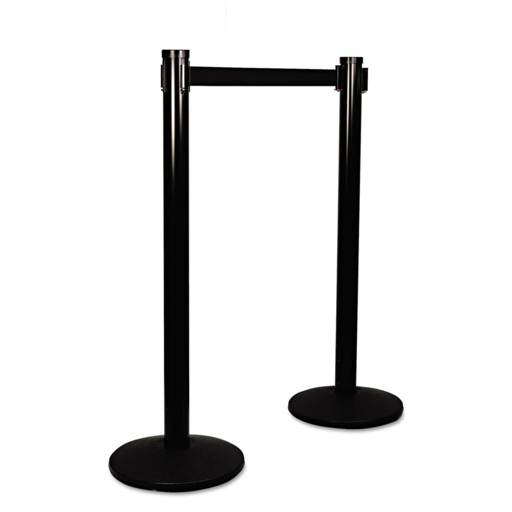 Adjusta-Tape Crowd Control Posts Only, Steel, 40" High, Black, 2/Box - Image 3