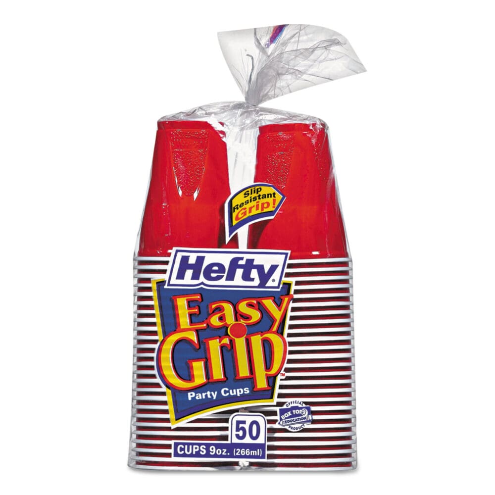Easy Grip Disposable Plastic Party Cups, 9 oz, Red, 50/Pack, 12 Packs/Carton - Image 2
