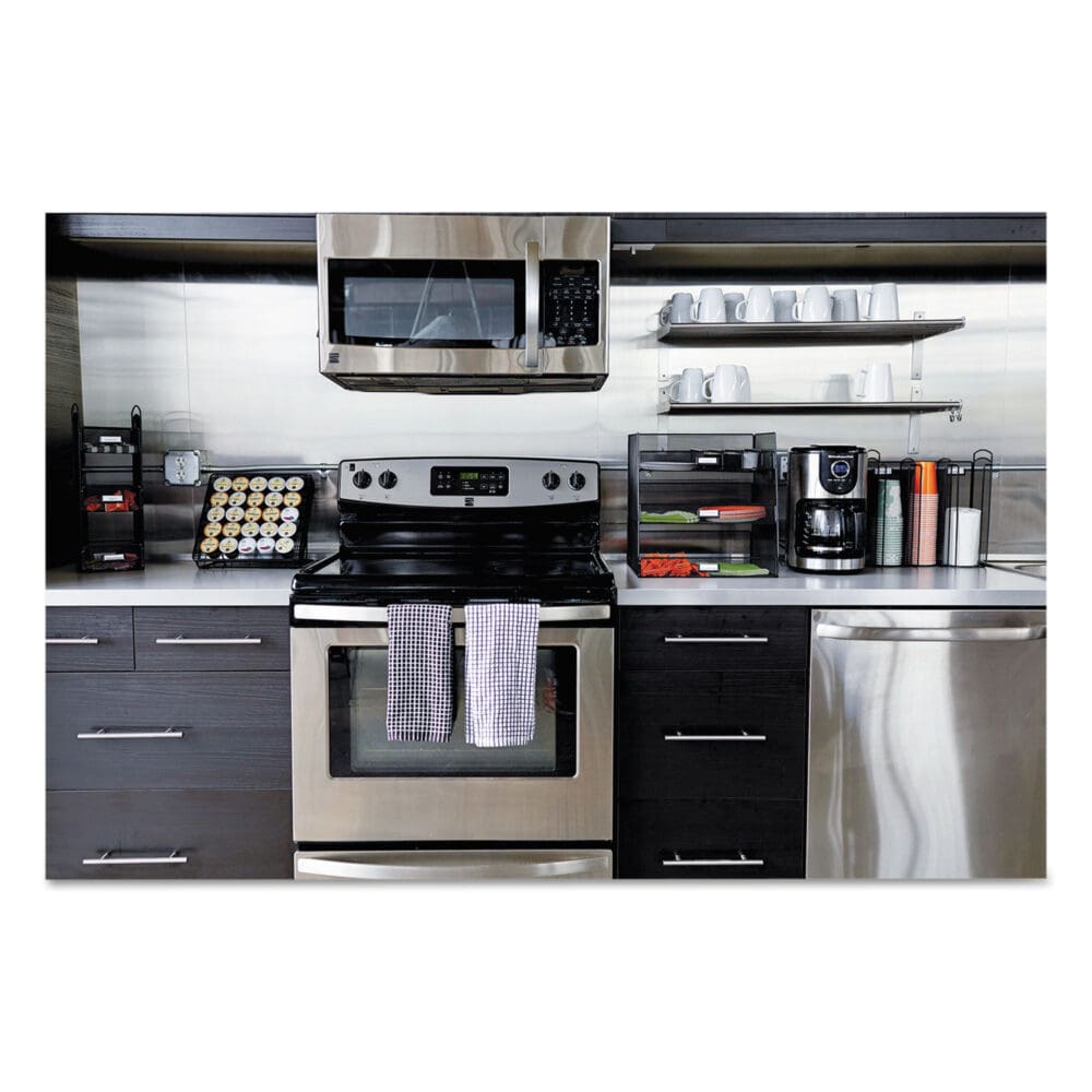 Onyx Breakroom Organizers, 3 Compartments,14.63 x 11.75 x 15, Steel Mesh, Black - Image 2
