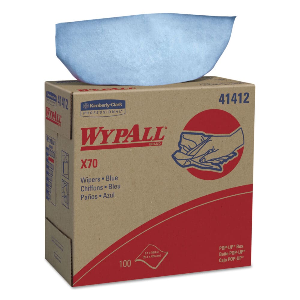 X70 Cloths, POP-UP Box, 9.13 x 16.8, Blue, 100/Box, 10 Boxes/Carton - Image 3