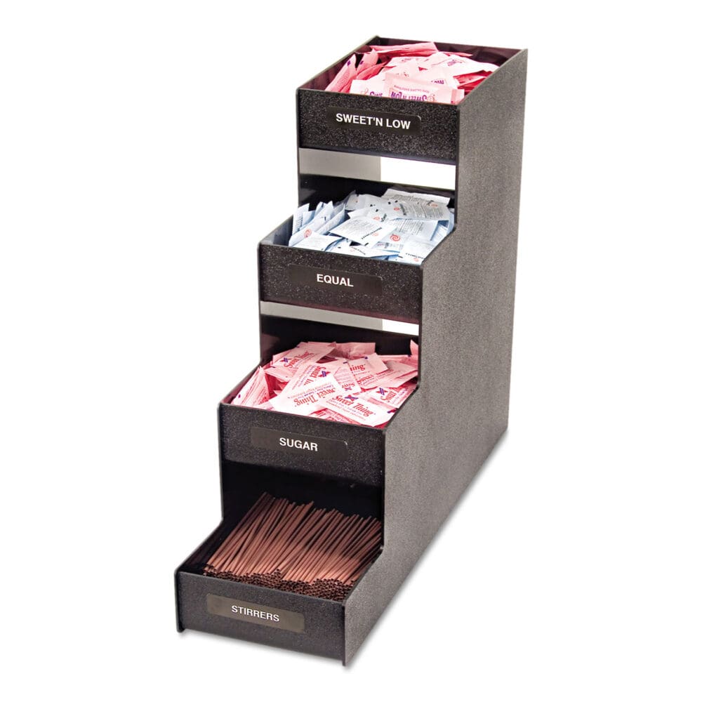 Narrow Condiment Organizer, 8 Compartments, 6 x 19 x 15.88, Black - Image 4