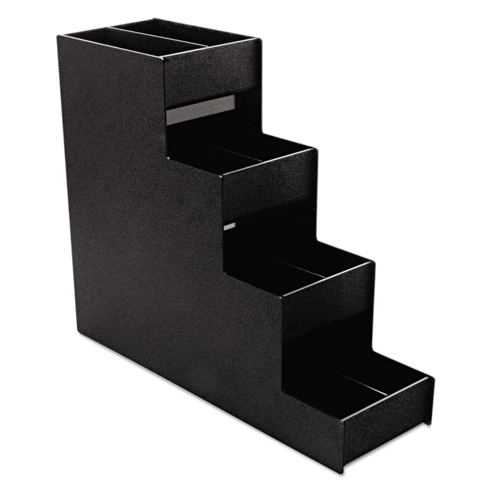 Narrow Condiment Organizer, 8 Compartments, 6 x 19 x 15.88, Black - Image 2