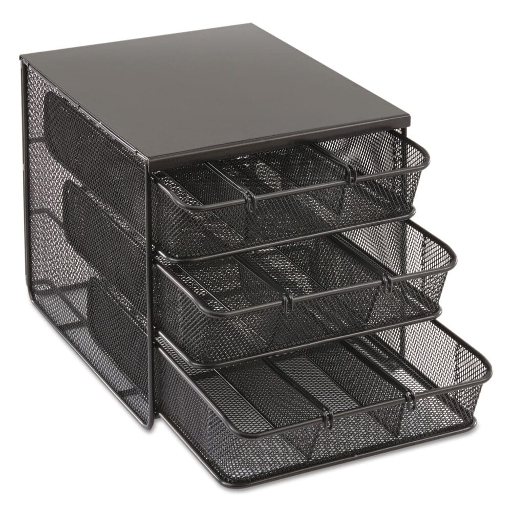 3 Drawer Hospitality Organizer, 7 Compartments, 11.5 x 8.25 x 8.25, Black - Image 2