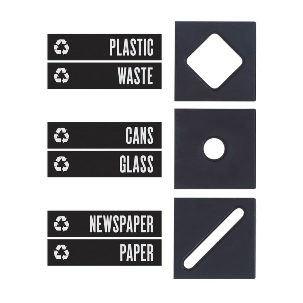 Public Square Recycling Container Lid, Square Opening, 15.25w x 15.25d x 2h, Black - Image 2