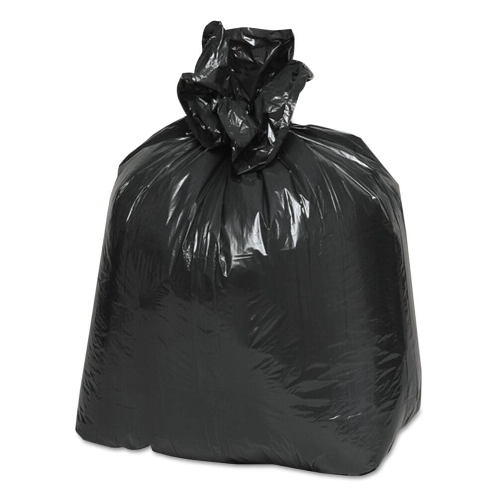 Linear Low-Density Can Liners, 10 gal, 0.6 mil, 24" x 23", Black, 25 Bags/Roll, 20 Rolls/Carton - Image 2