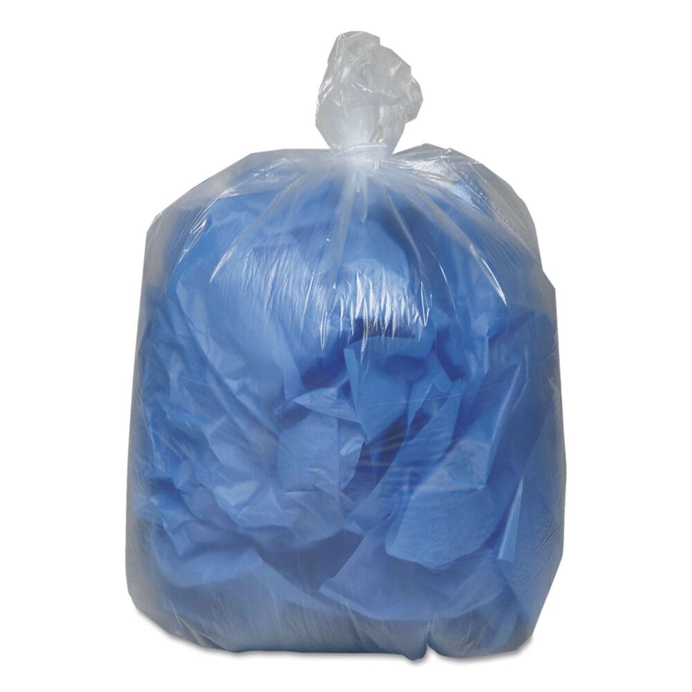 Linear Low-Density Can Liners, 33 gal, 0.63 mil, 33" x 39", Clear, 25 Bags/Roll, 10 Rolls/Carton - Image 2