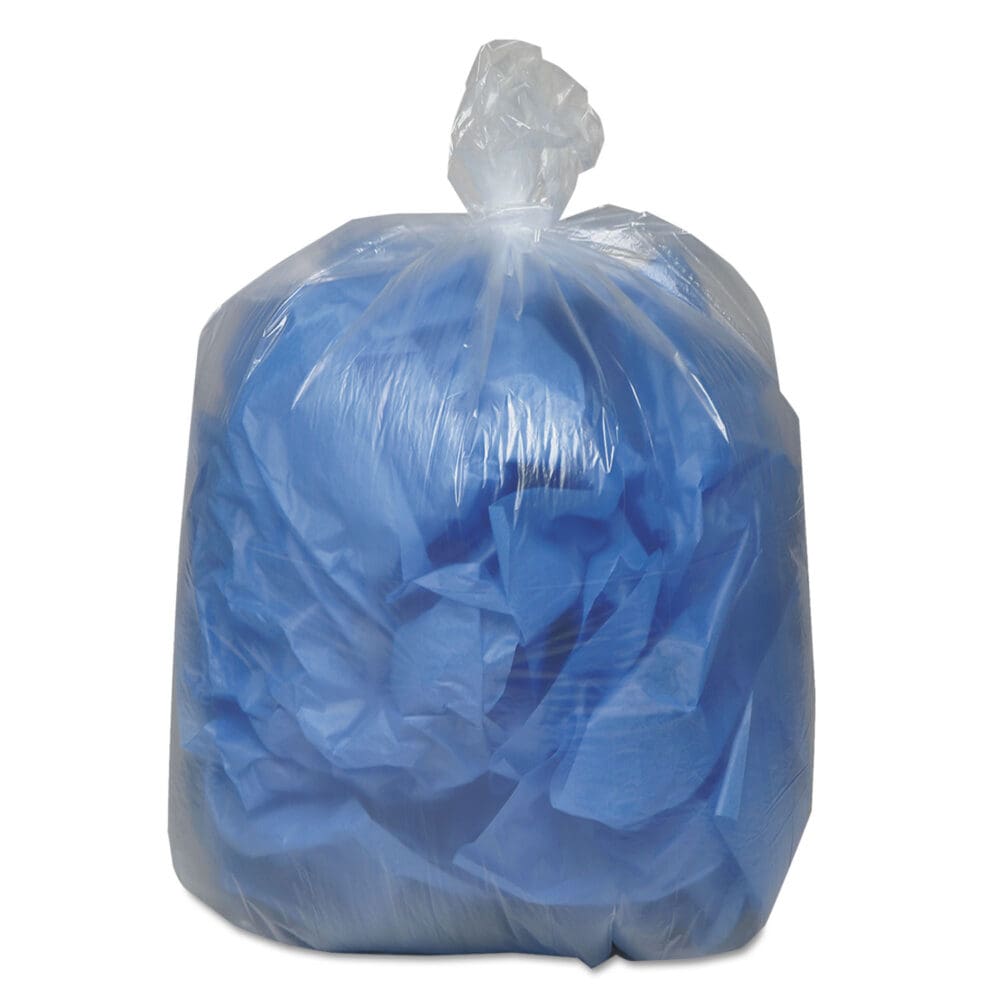 Linear Low Density Clear Recycled Can Liners, 60 gal, 1.5 mil, 38" x 58", Clear,10 Bags/Roll, 10 Rolls/Carton - Image 2