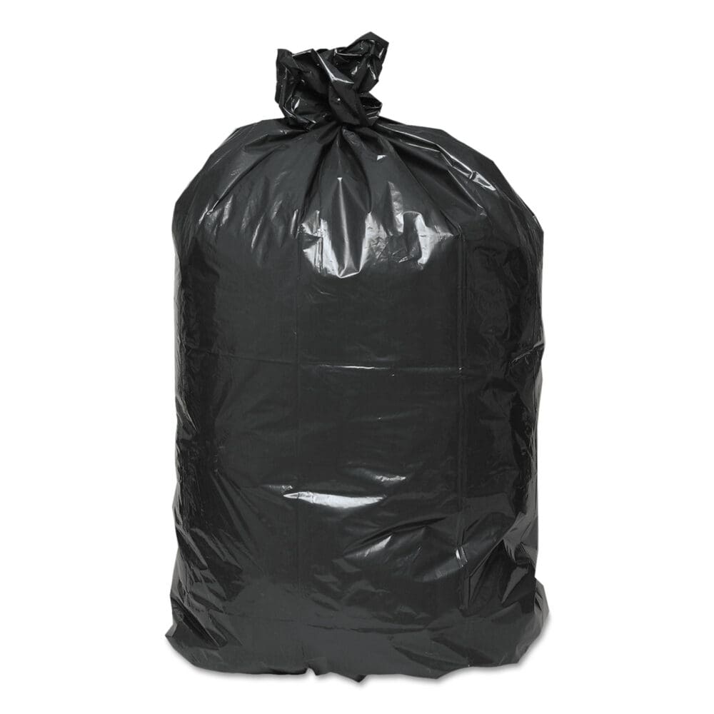 Linear Low Density Recycled Can Liners, 33 gal, 1.25 mil, 33" x 39", Black, 10 Bags/Roll, 10 Rolls/Carton - Image 2