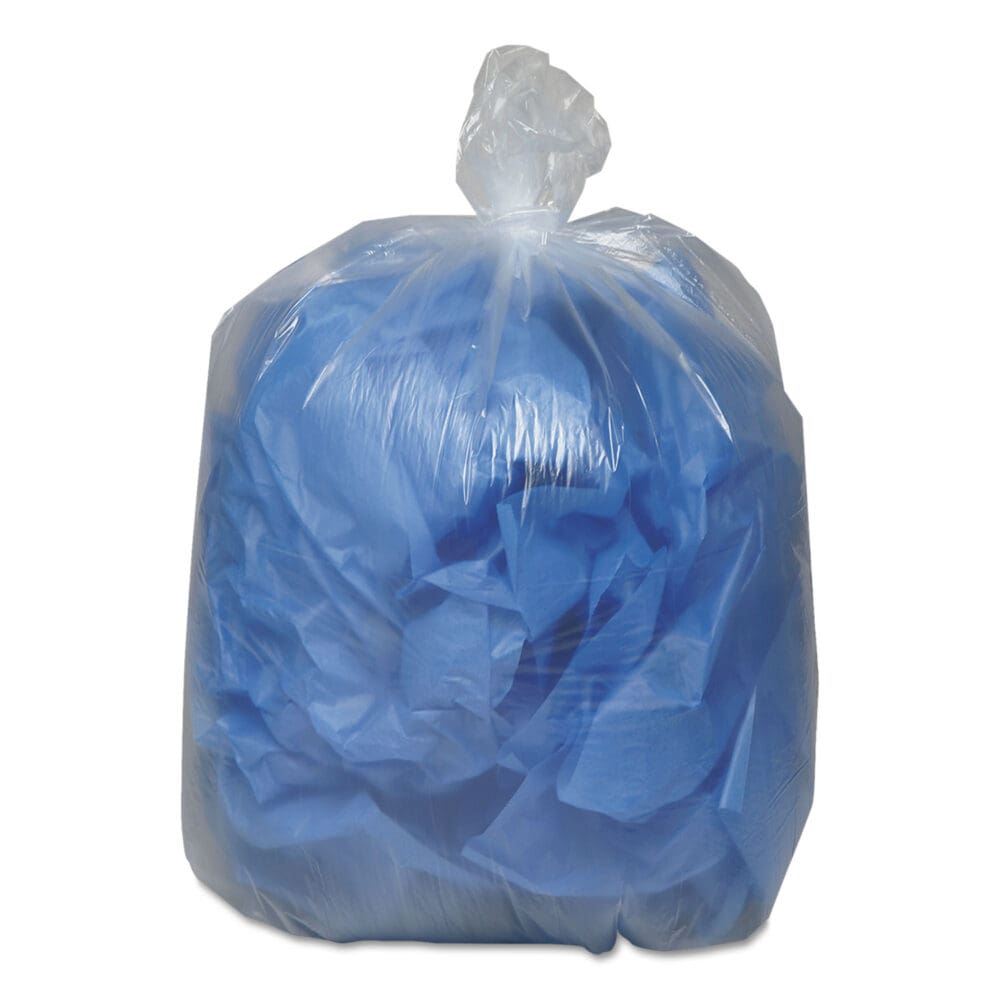 Linear Low Density Clear Recycled Can Liners, 33 gal, 1.25 mil, 33" x 39", Clear, 10 Bags/Roll, 10 Rolls/Carton - Image 2
