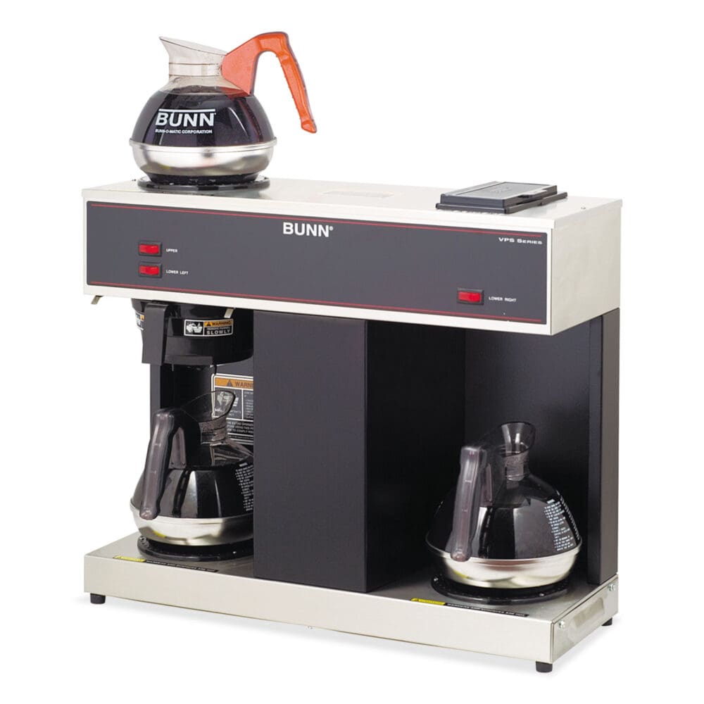 Pour-O-Matic Three-Burner Pour-Over Coffee Brewer, 12-Cup, Stainless Steel, Black - Image 2