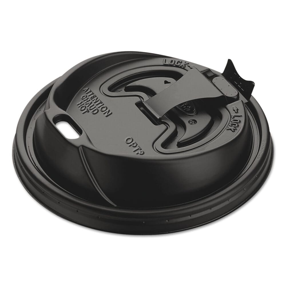 Optima Reclosable Lids for Hot Paper Cups, Fits 10 oz to 24 oz Cups, Black, 1,000/Carton - Image 2