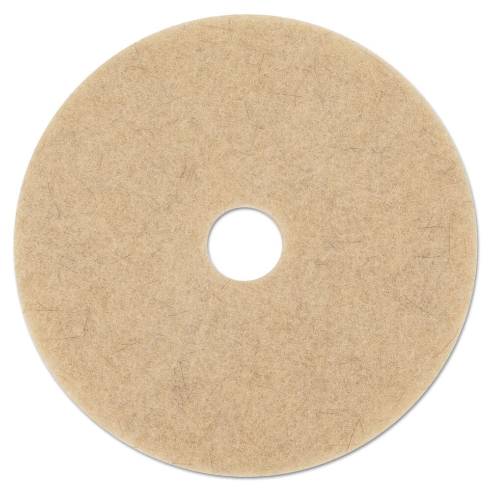 Natural Hog Hair Burnishing Floor Pads, 17" Diameter, Tan, 5/Carton - Image 2
