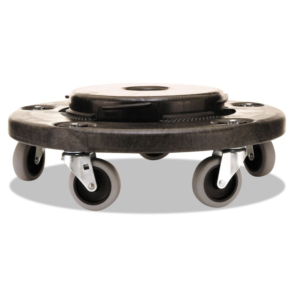 Brute Round Twist On/Off Dolly, 250 lb Capacity, 18" dia x 6.63"h, Fits 20 to 55 Gallon BRUTE Containers, Black - Image 3