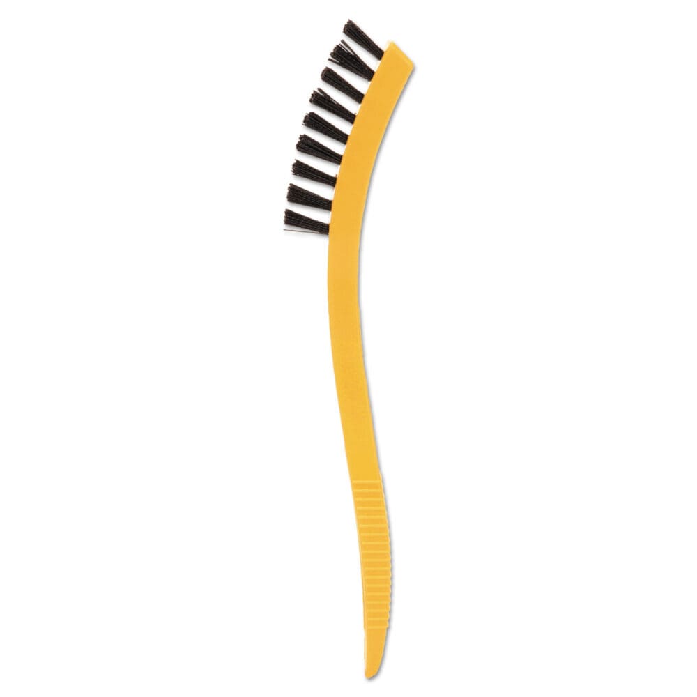 Synthetic-Fill Tile and Grout Brush, Black Plastic Bristles, 2.5" Brush, 8.5" Yellow Plastic Handle - Image 3