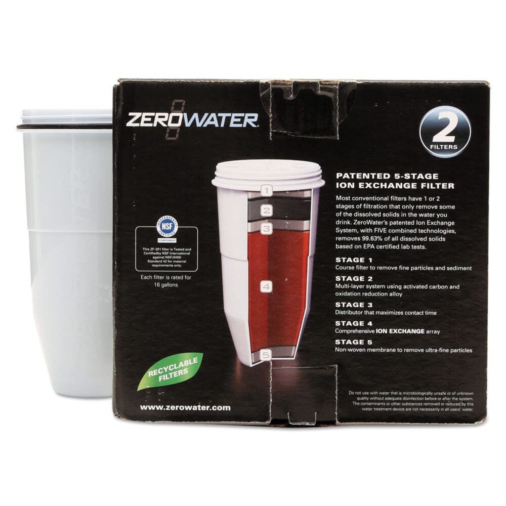 ZeroWater Replacement Filtering Bottle Filter, 4 dia x 7 h, 2/Pack - Image 2