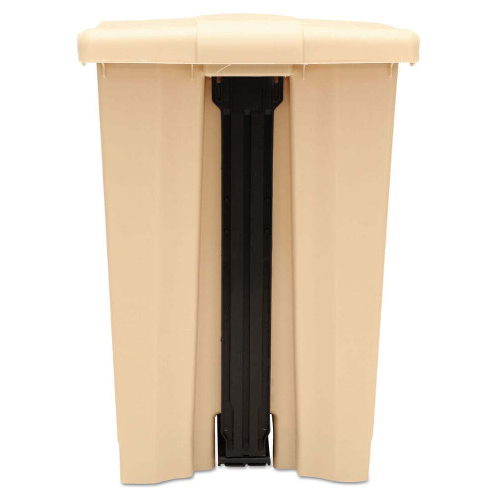 Indoor Utility Step-On Waste Container, 12 gal, Plastic, Beige - Image 2