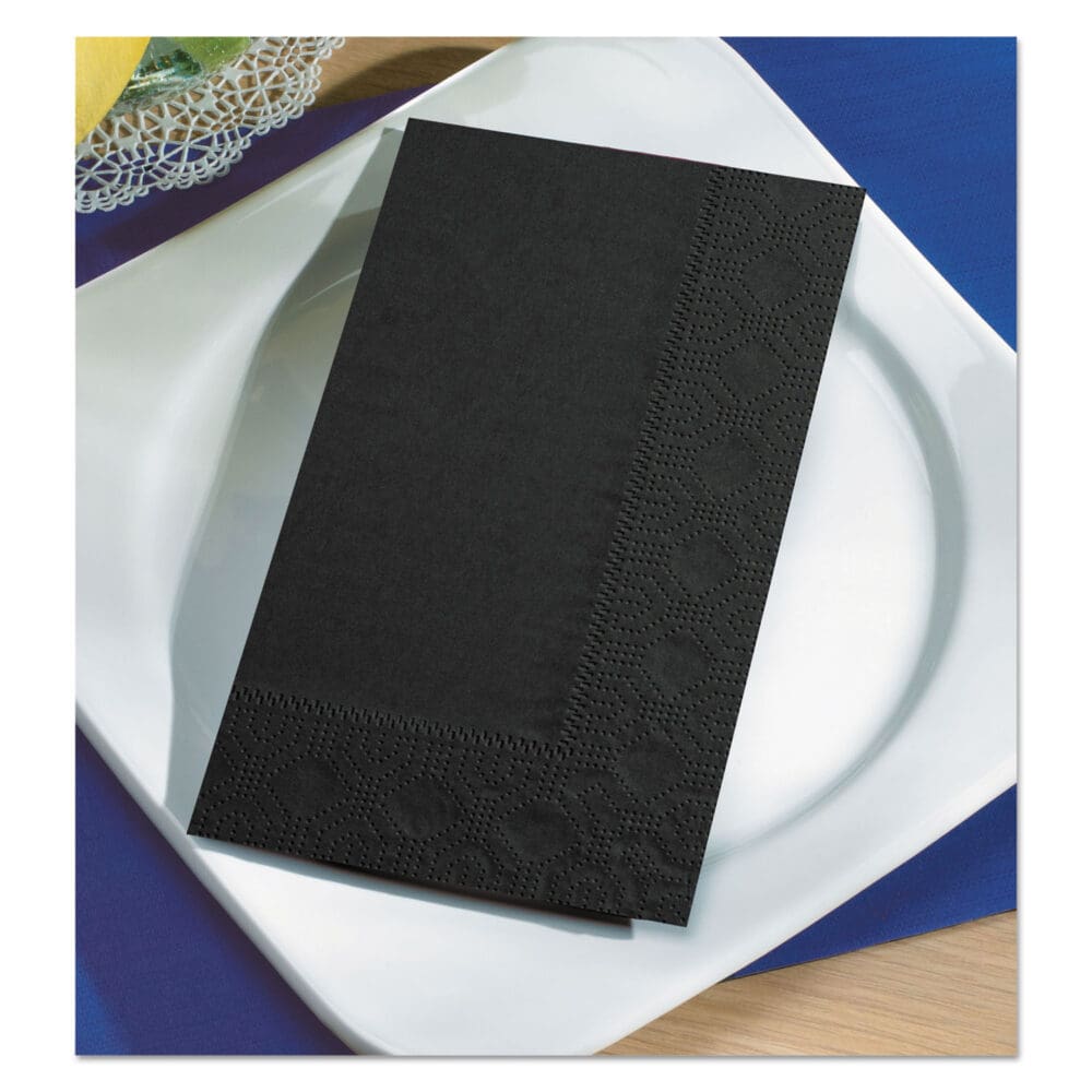 Dinner Napkins, 2-Ply, 15 x 17, Black, 1000/Carton - Image 2
