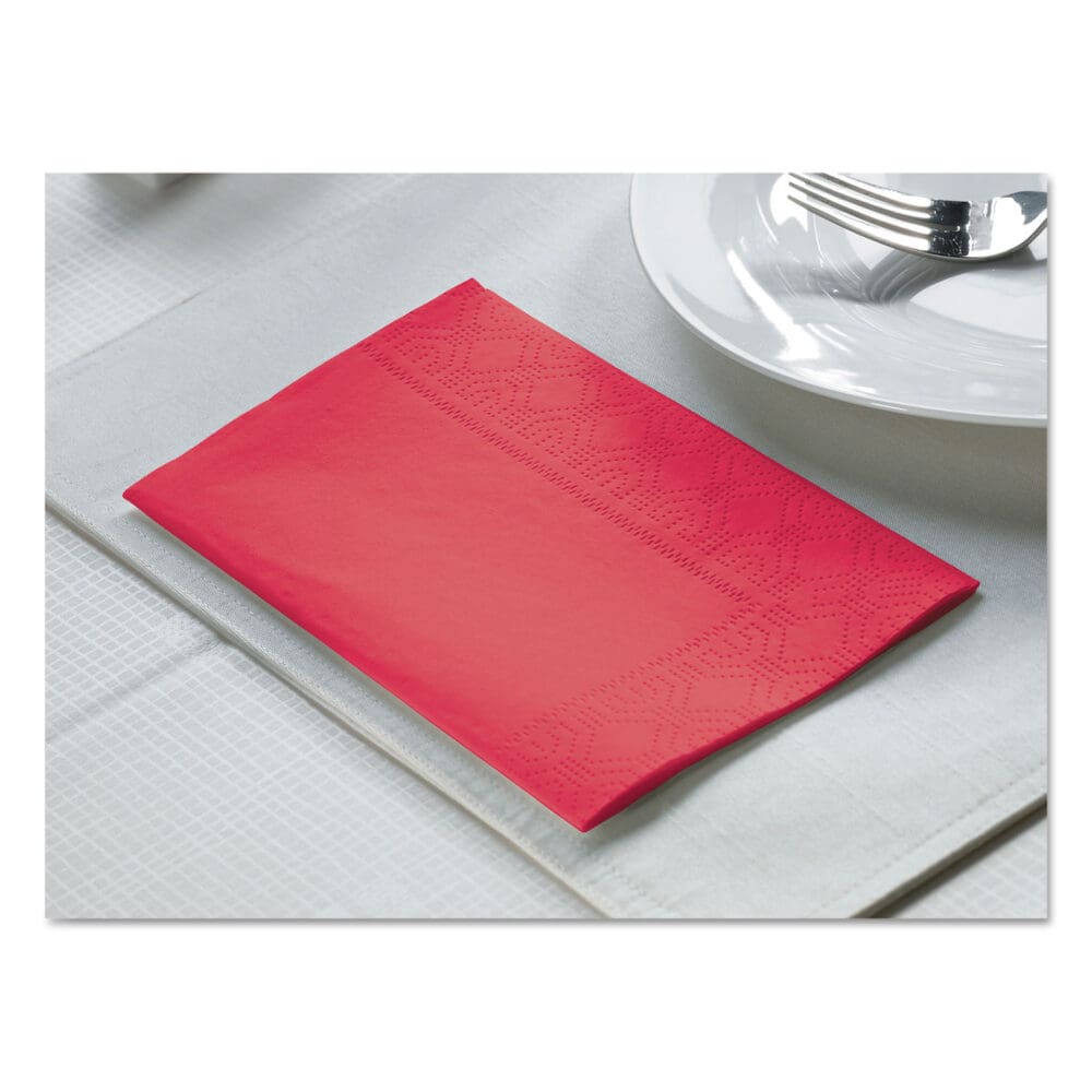 Dinner Napkins, 2-Ply, 15 x 17, Red, 1000/Carton - Image 2