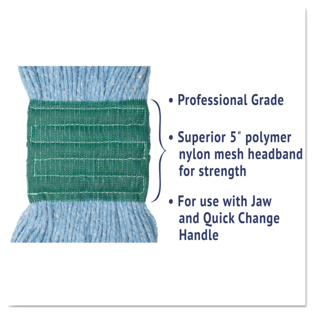 Super Loop Wet Mop Head, Cotton/Synthetic Fiber, 5" Headband, Medium Size, Blue - Image 4