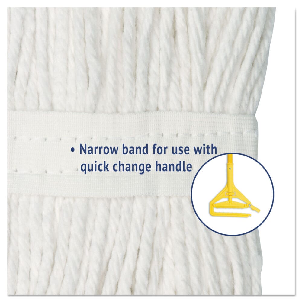 Premium Cut-End Wet Mop Heads, Cotton, 24oz, White, 12/Carton - Image 4