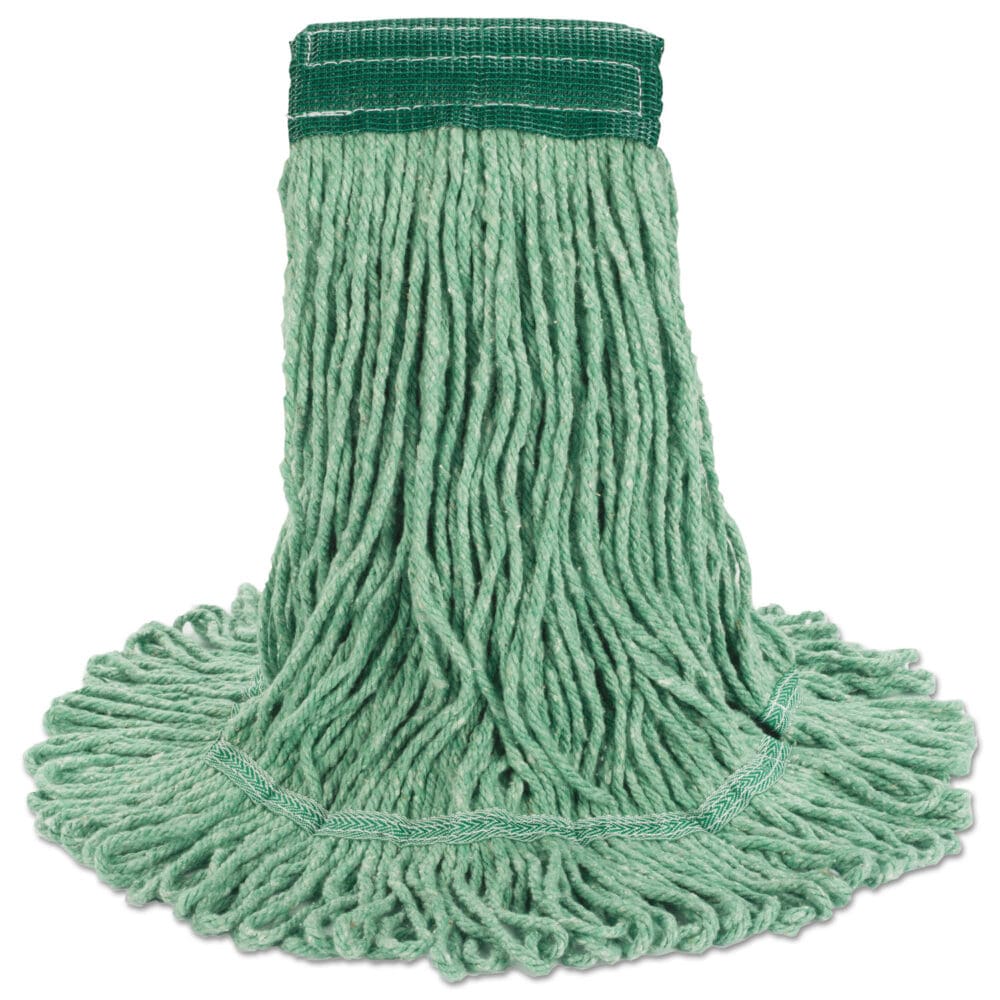 Super Loop Wet Mop Head, Cotton/Synthetic Fiber, 5" Headband, Medium Size, Green - Image 5