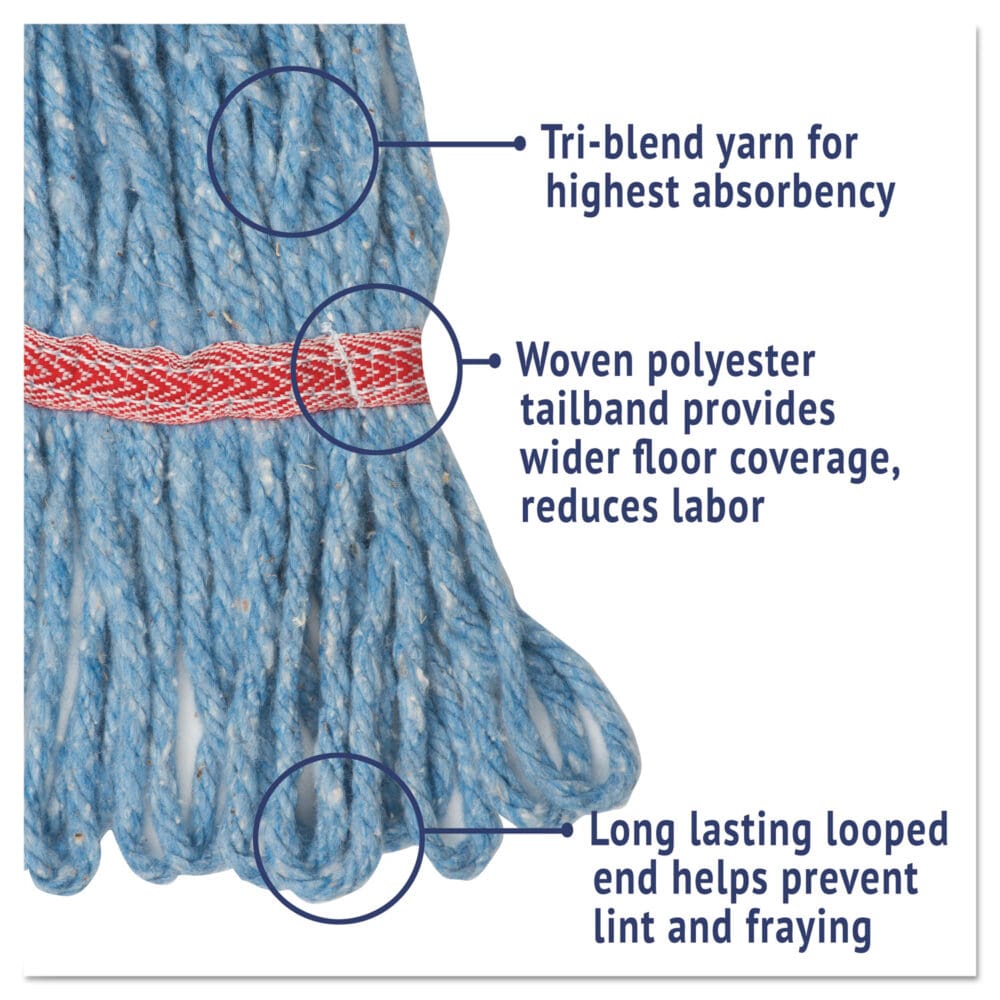 Super Loop Wet Mop Head, Cotton/Synthetic Fiber, 5" Headband, Large Size, Blue - Image 3