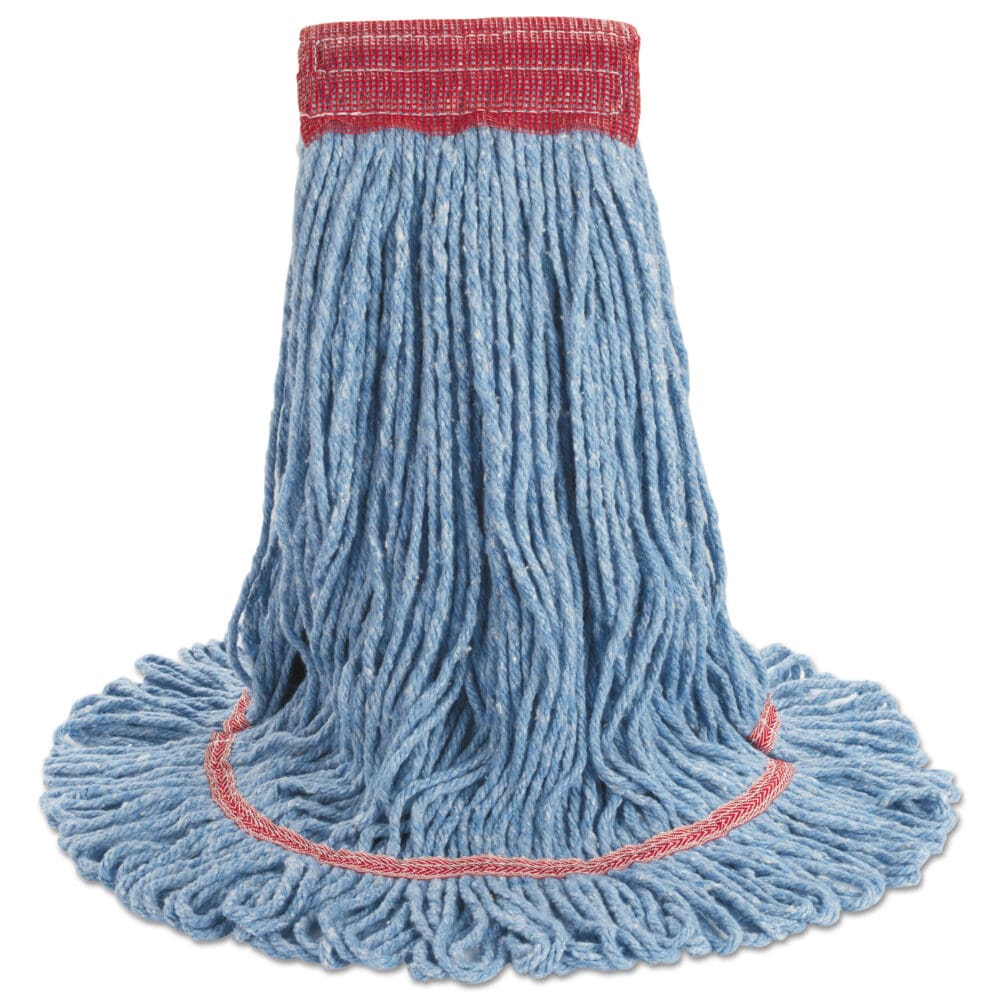 Super Loop Wet Mop Head, Cotton/Synthetic Fiber, 5" Headband, Large Size, Blue, 12/Carton - Image 7