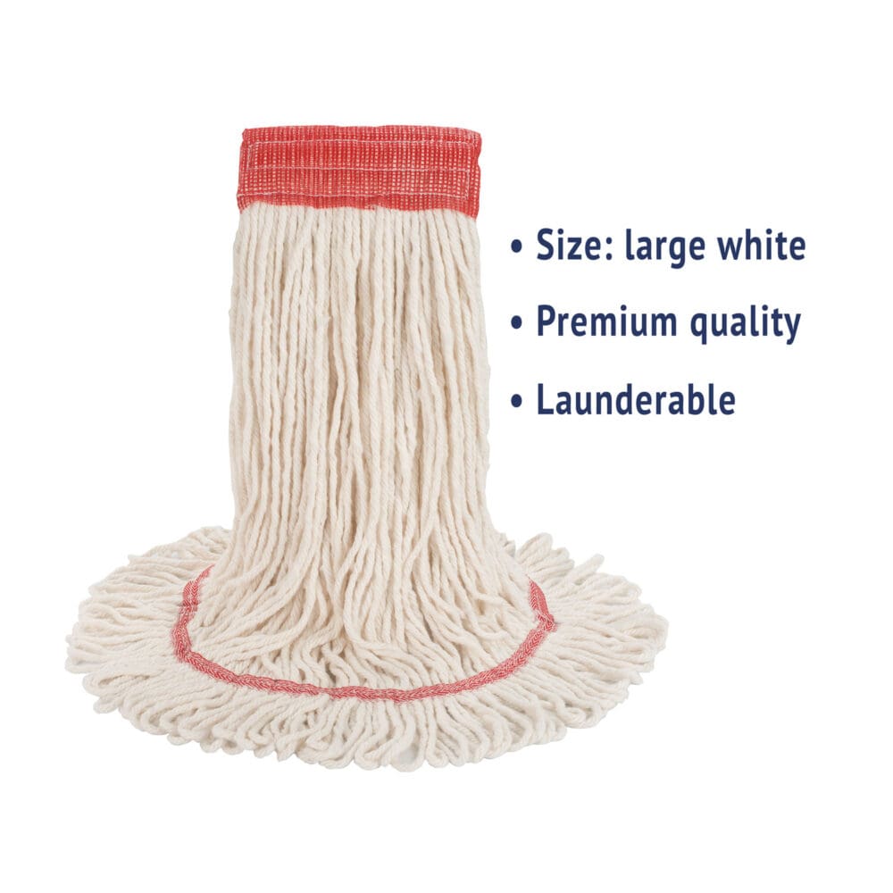 Super Loop Wet Mop Head, Cotton/Synthetic Fiber, 5" Headband, Large Size, White, 12/Carton - Image 2